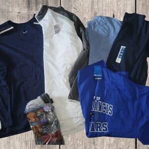 Nike Navy and White Long Sleeve Tee